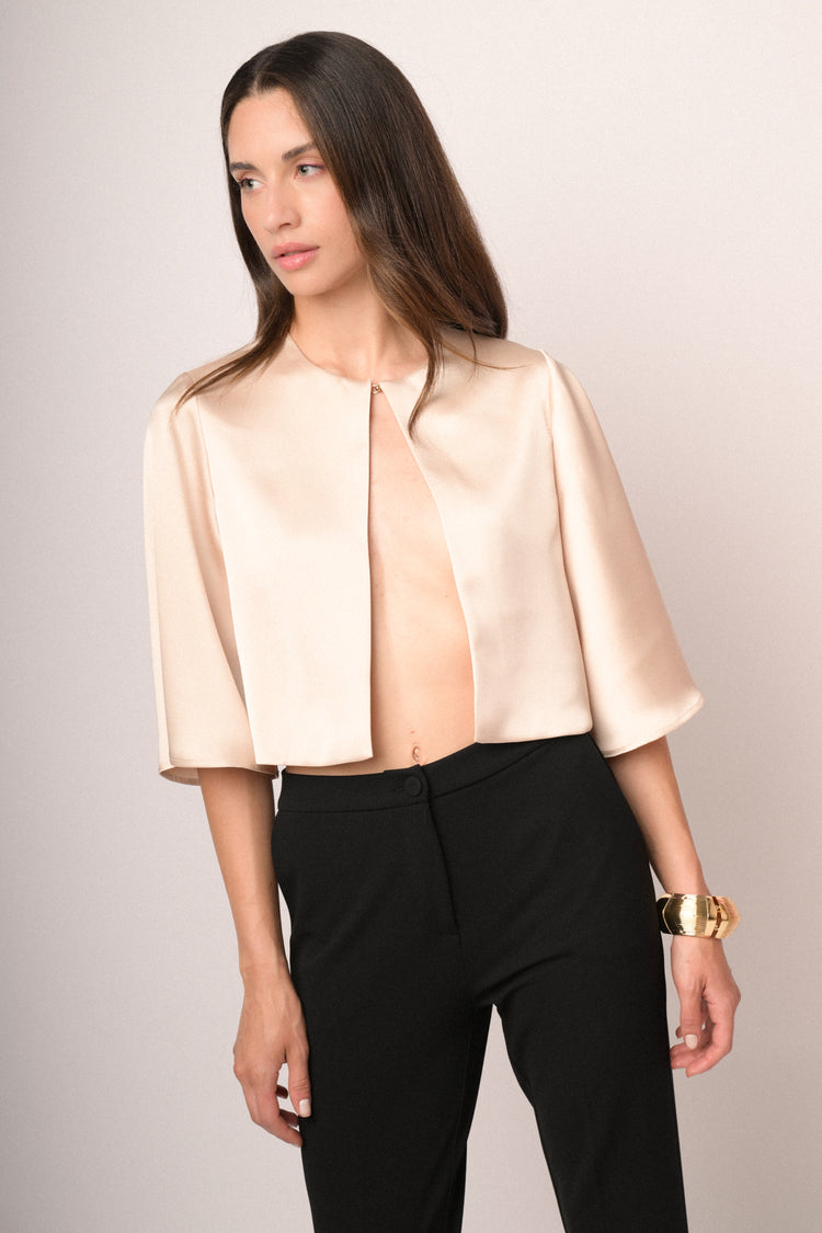 Bolero in raso beige
