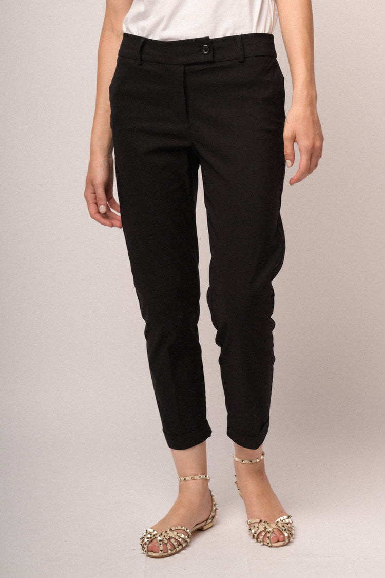 Pantaloni neri slim-fit misto viscosa