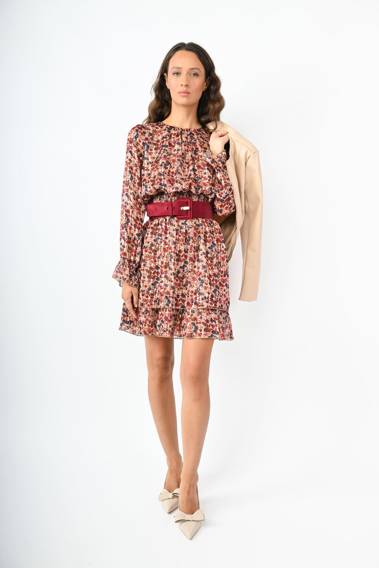 Mini abito a stampa floreale lurex