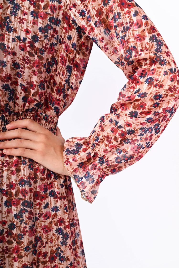 Mini abito a stampa floreale lurex