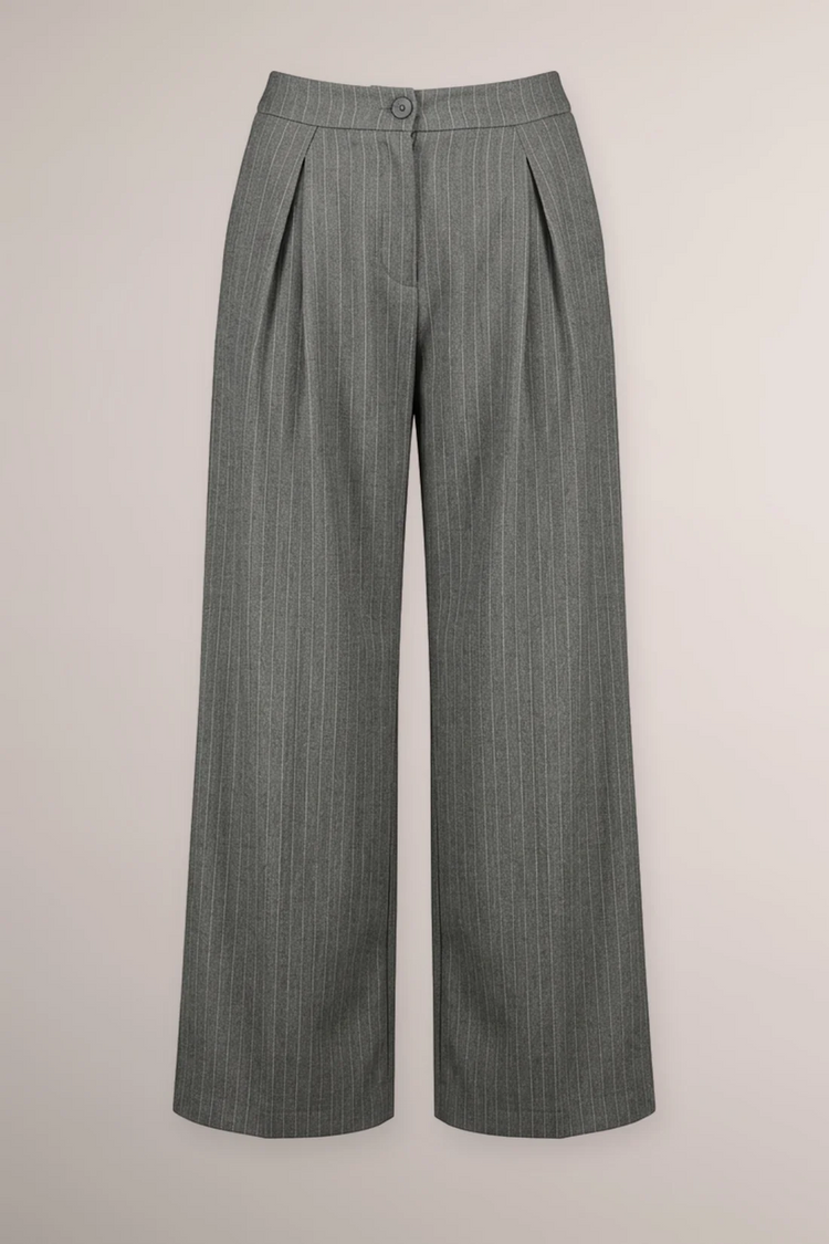 Pantaloni palazzo in gessato grigio