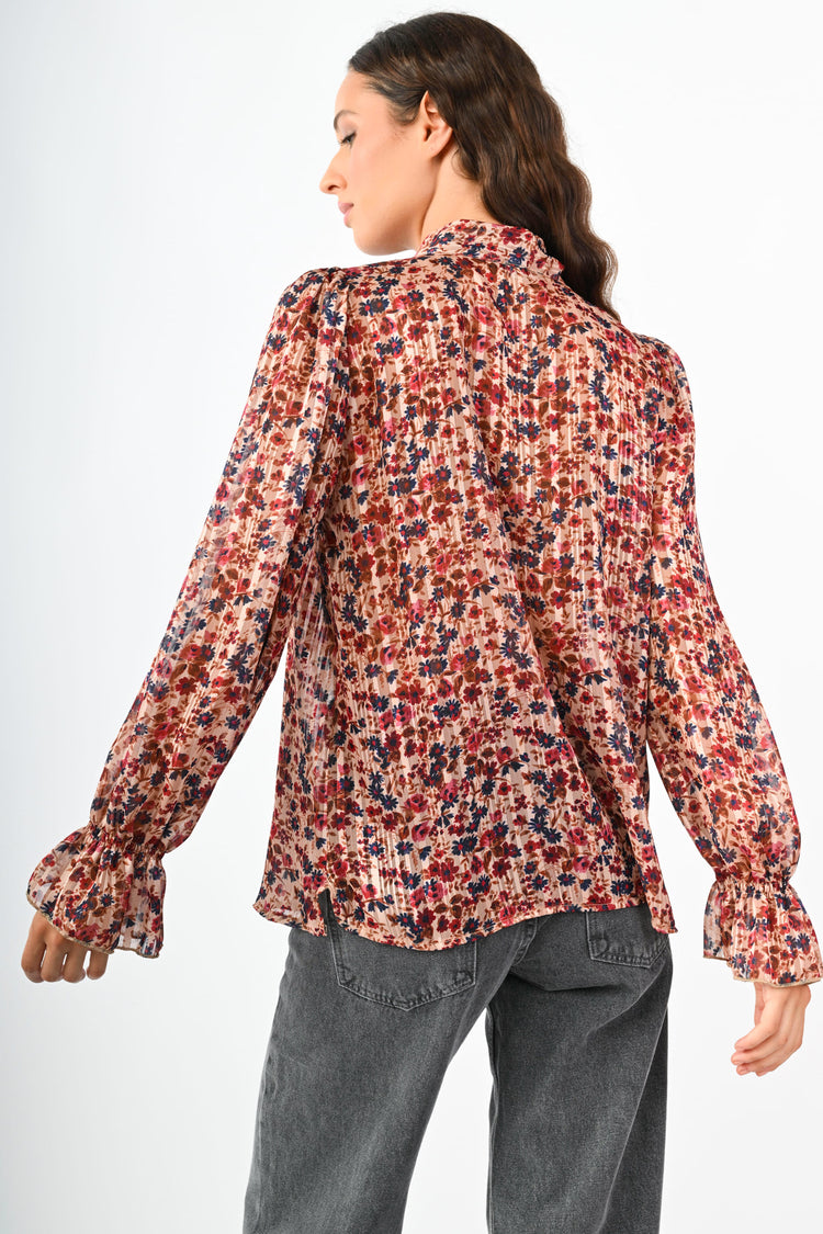 Blusa a stampa floreale lurex