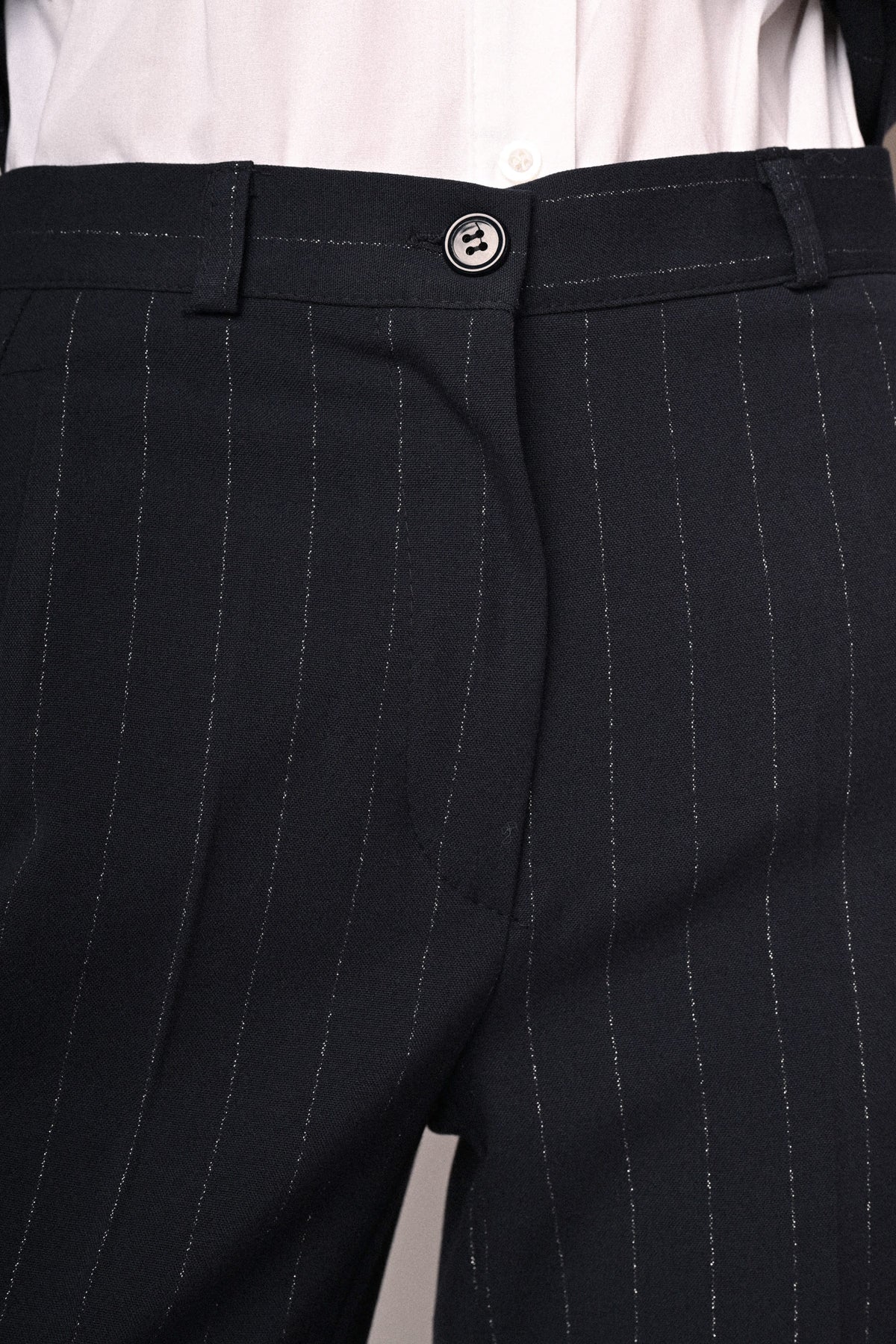 Pantaloni palazzo in gessato lurex