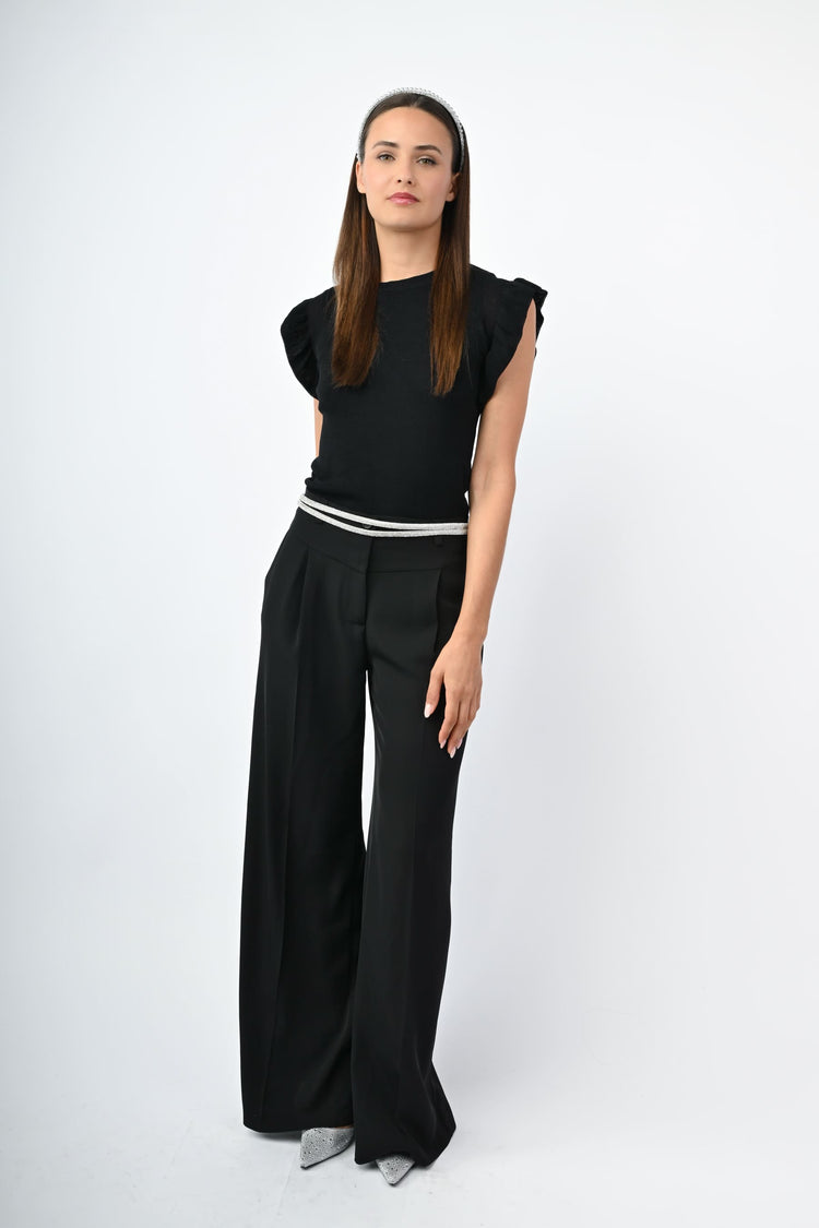 Pantaloni palazzo con baschina