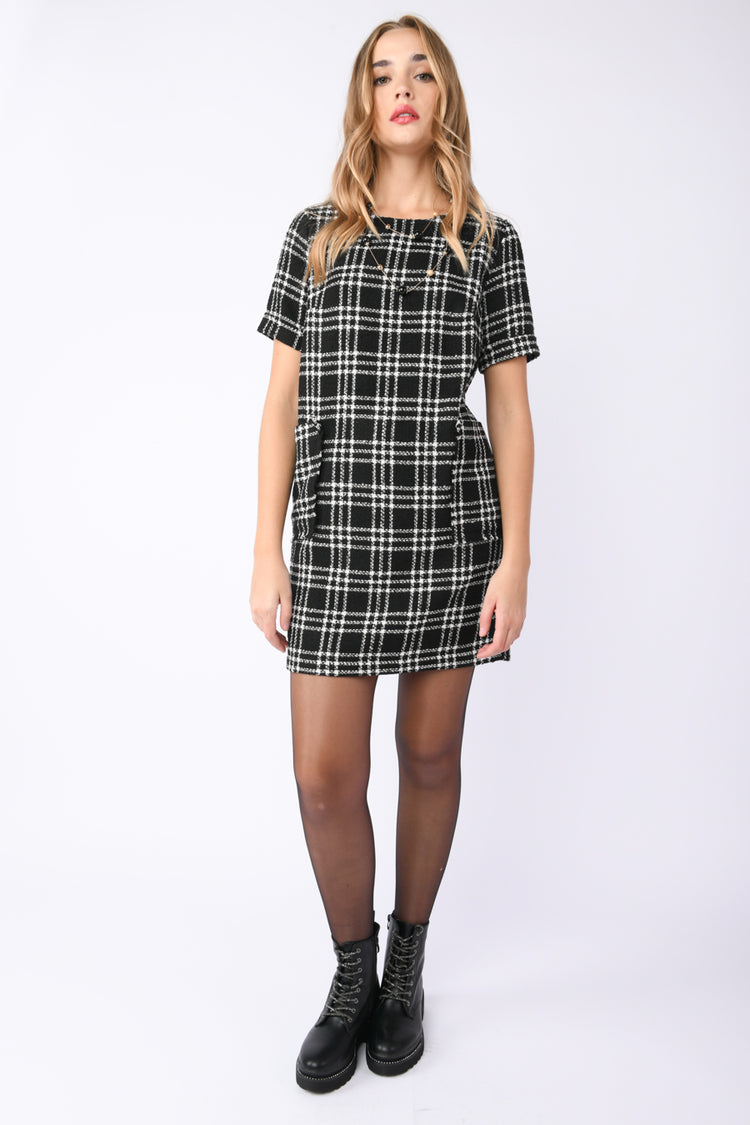 Mini abito in tweed check