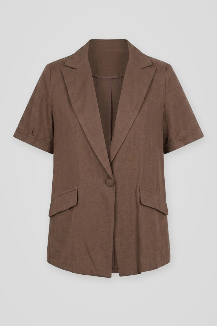 Blazer a maniche corte misto viscosa cioccolato