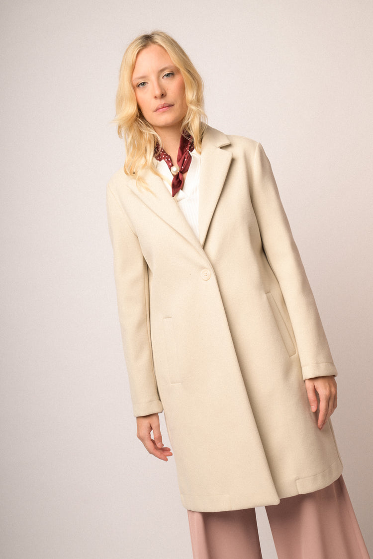 Cappotto basic monopetto avorio