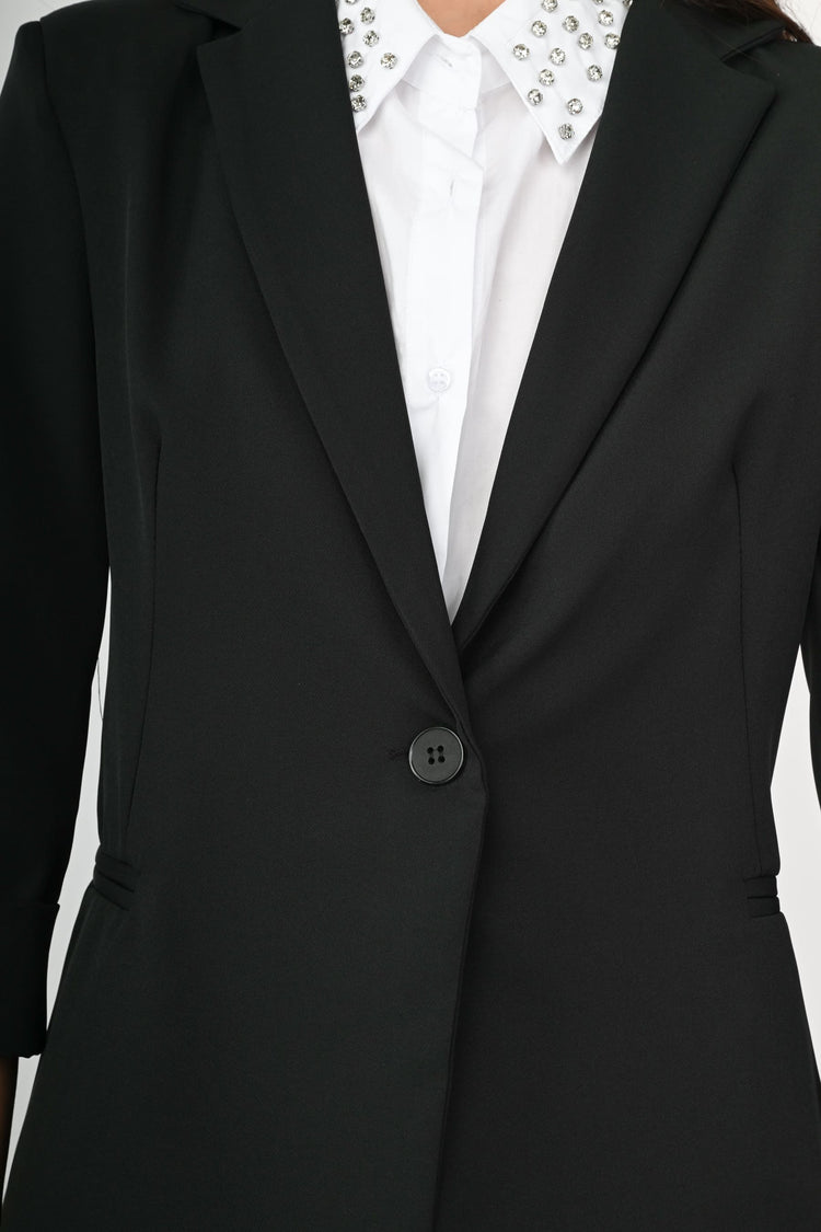 Blazer monopetto con maniche crop