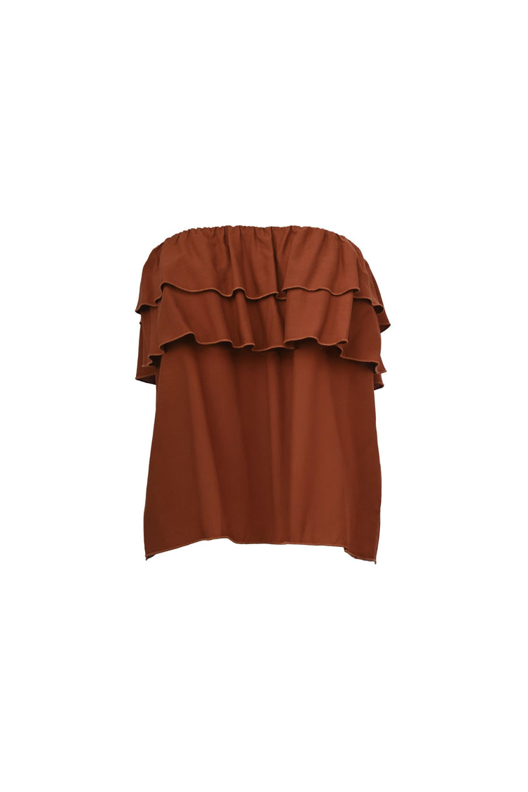 Top in viscosa con balze