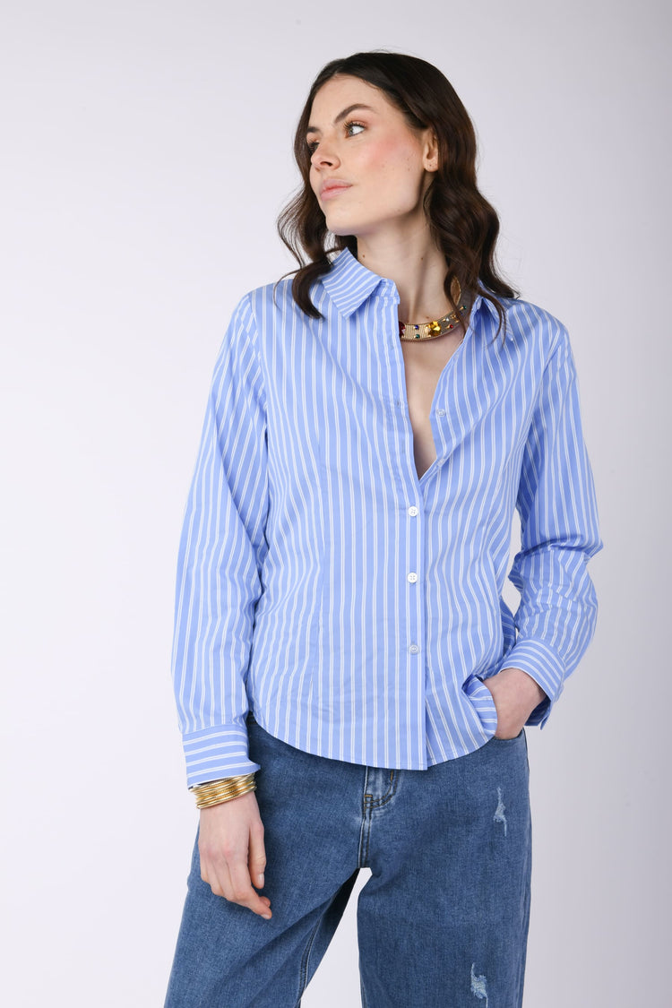 Camicia misto cotone a righe
