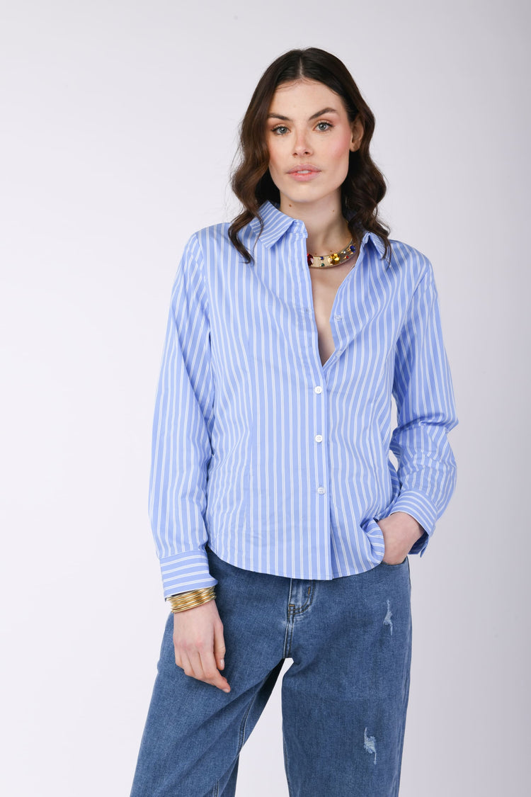 Camicia misto cotone a righe