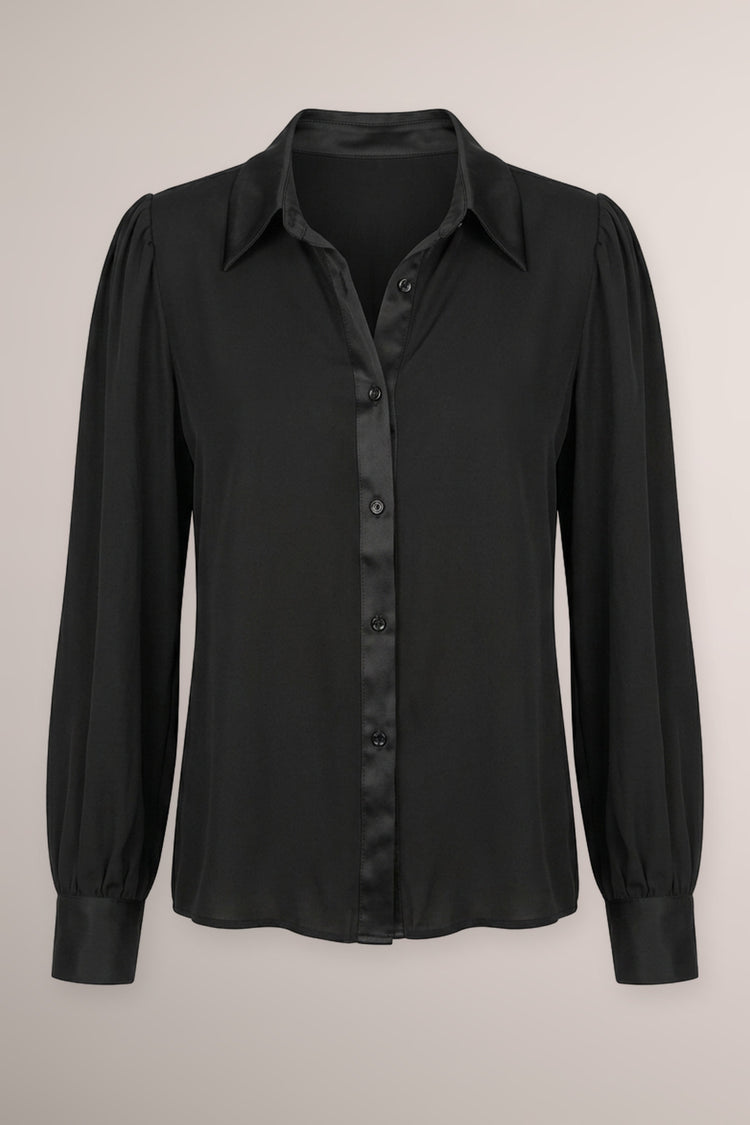 Camicia nera con profili in raso