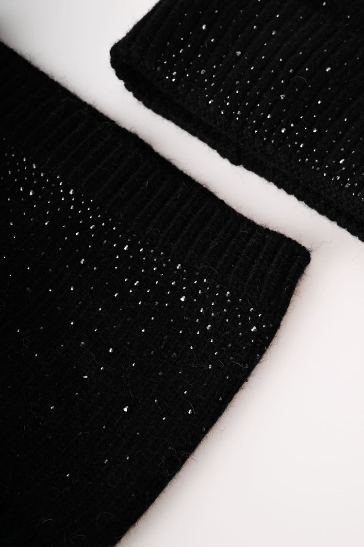 Set berretto e collo con strass