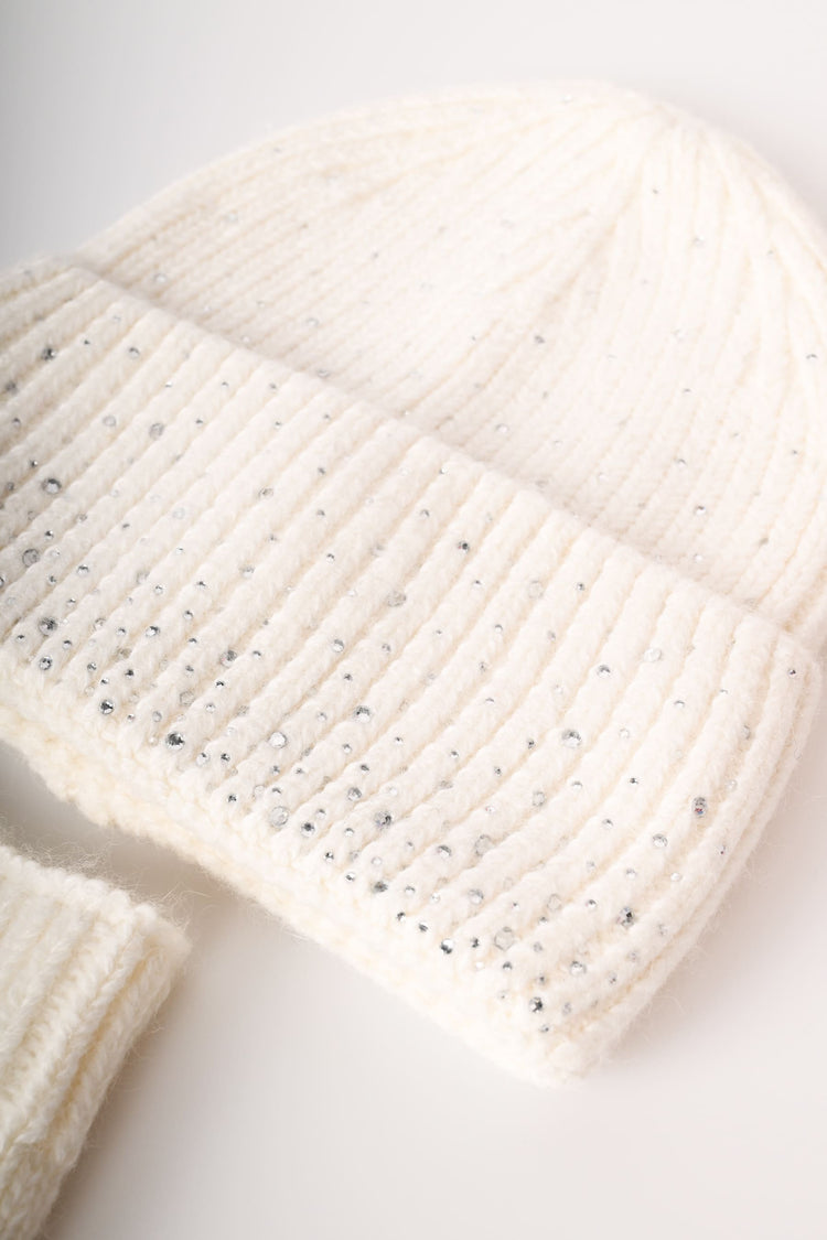 Set berretto e collo con strass