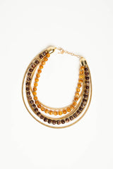 Collana multifili  con perline oro/multicolor