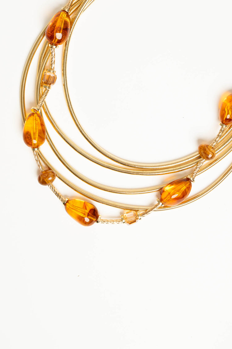 Collana multifili con pietre ambra/oro