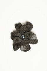 Spilla grande floreale con strass antracite