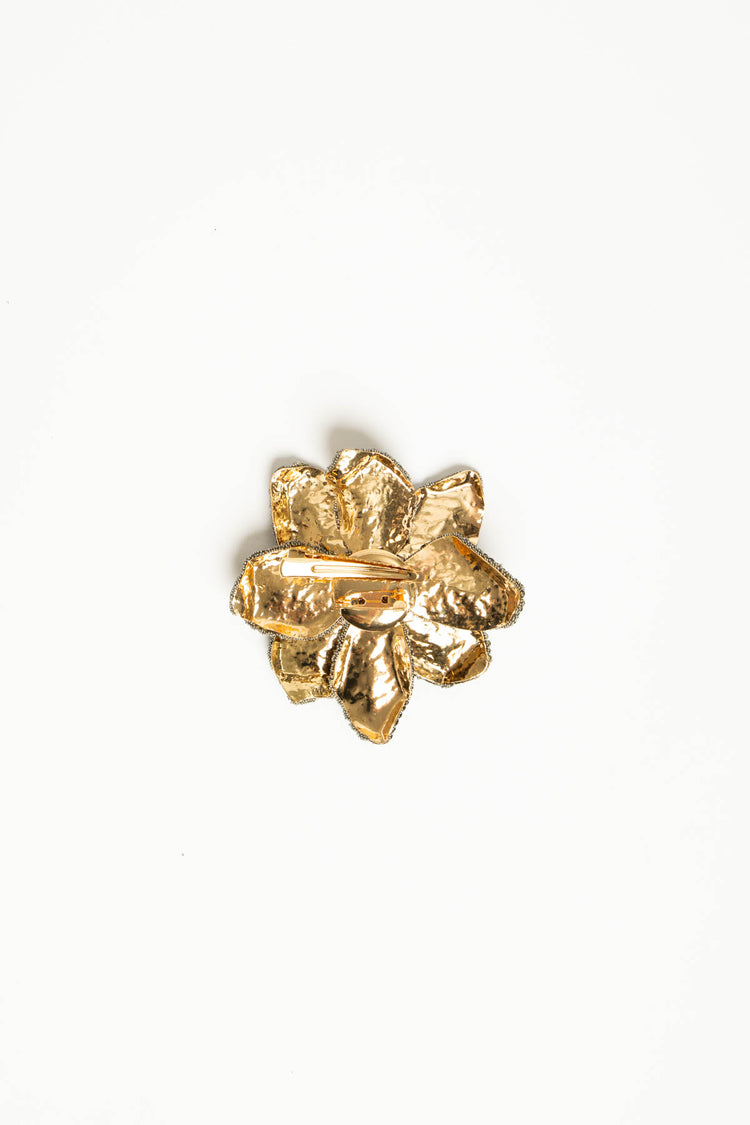 Spilla floreale con strass antracite