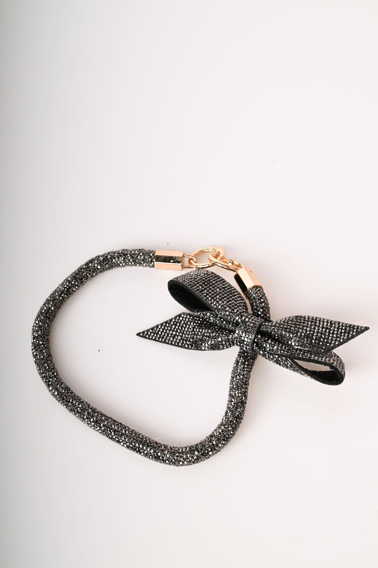 Portachiavi con strass e fiocco