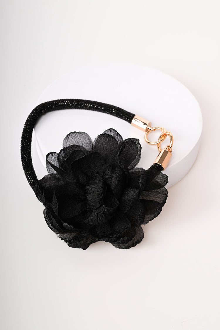 Portachiavi con strass e fiore