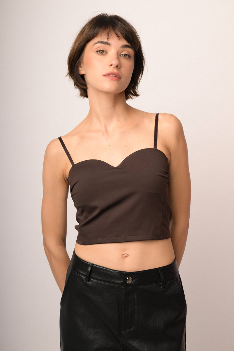 Top crop a bustier cioccolato