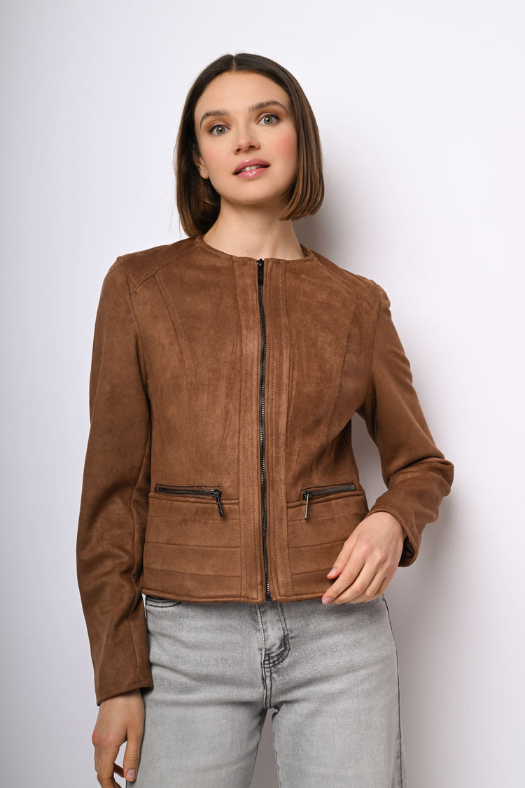 Giacca in faux suede con zip