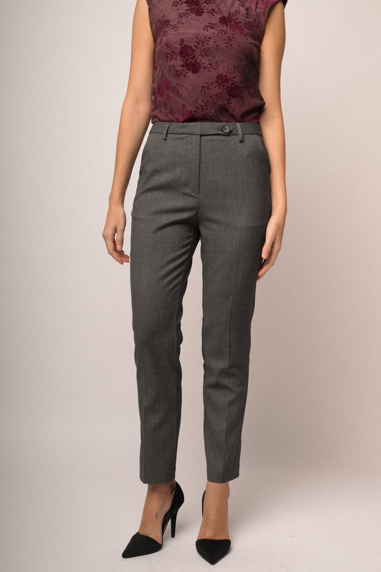 Pantaloni slim-fit basic grigio mélange