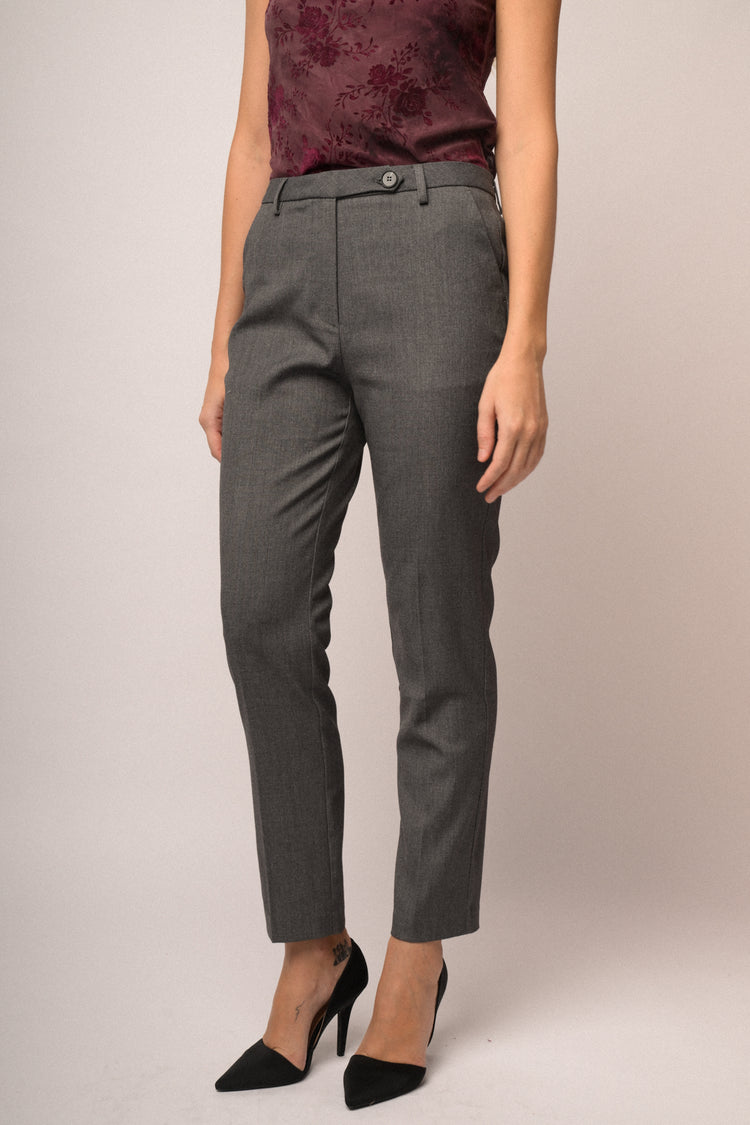 Pantaloni slim-fit basic grigio mélange