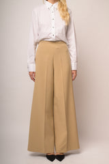 Pantaloni palazzo con piega stirata beige