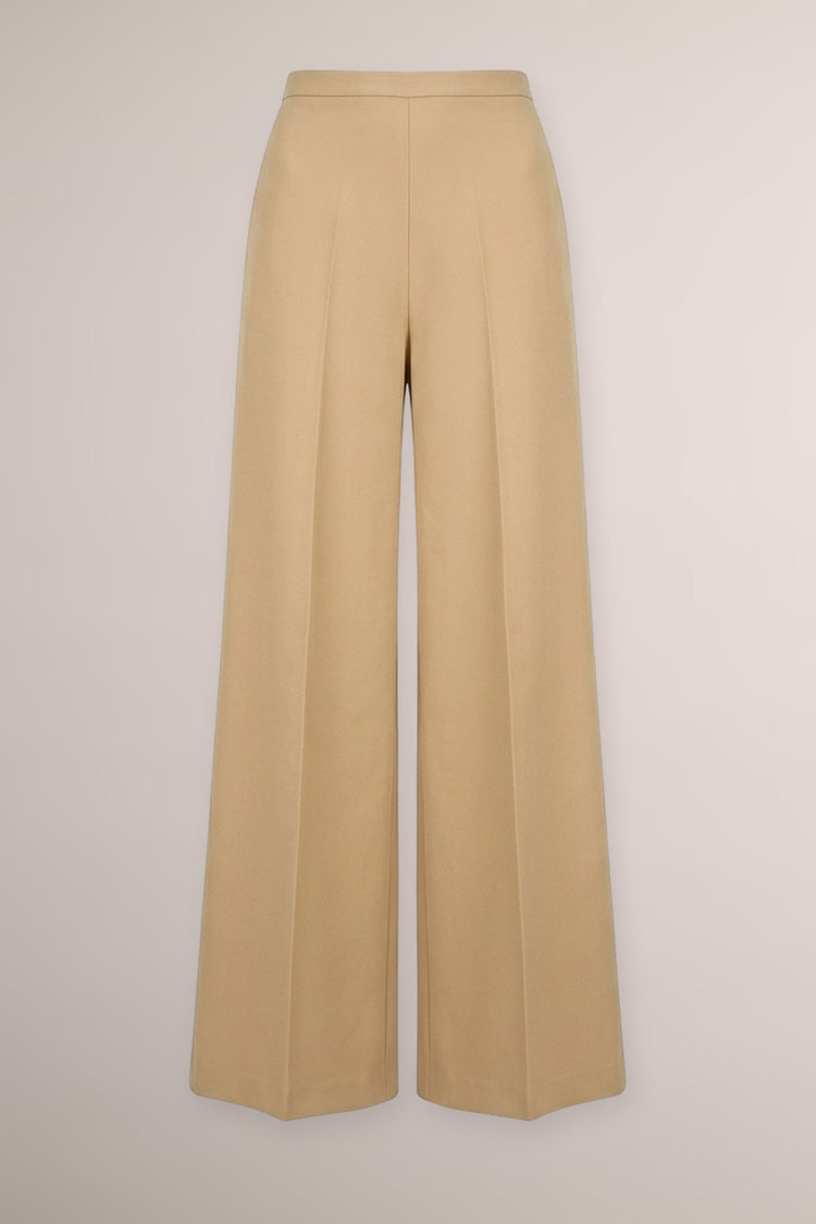 Pantaloni palazzo con piega stirata beige