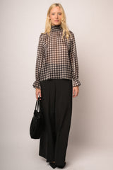 Pantaloni palazzo con piega stirata neri