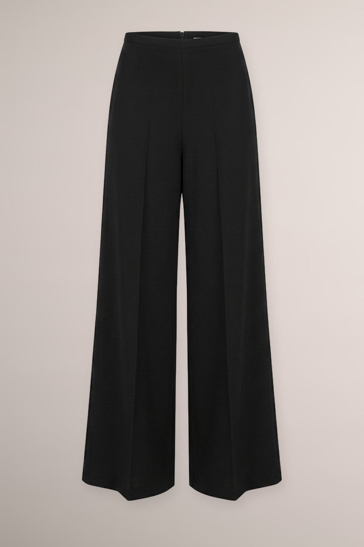 Pantaloni palazzo con piega stirata neri