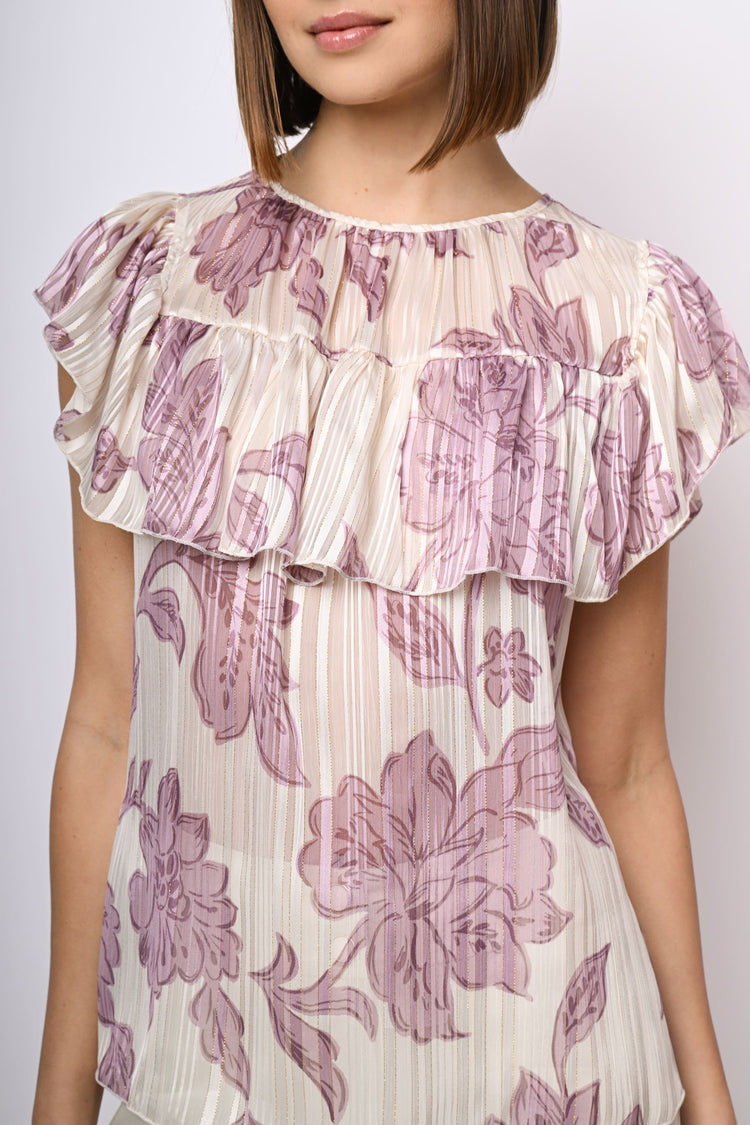 Top in georgette a stampa floreale