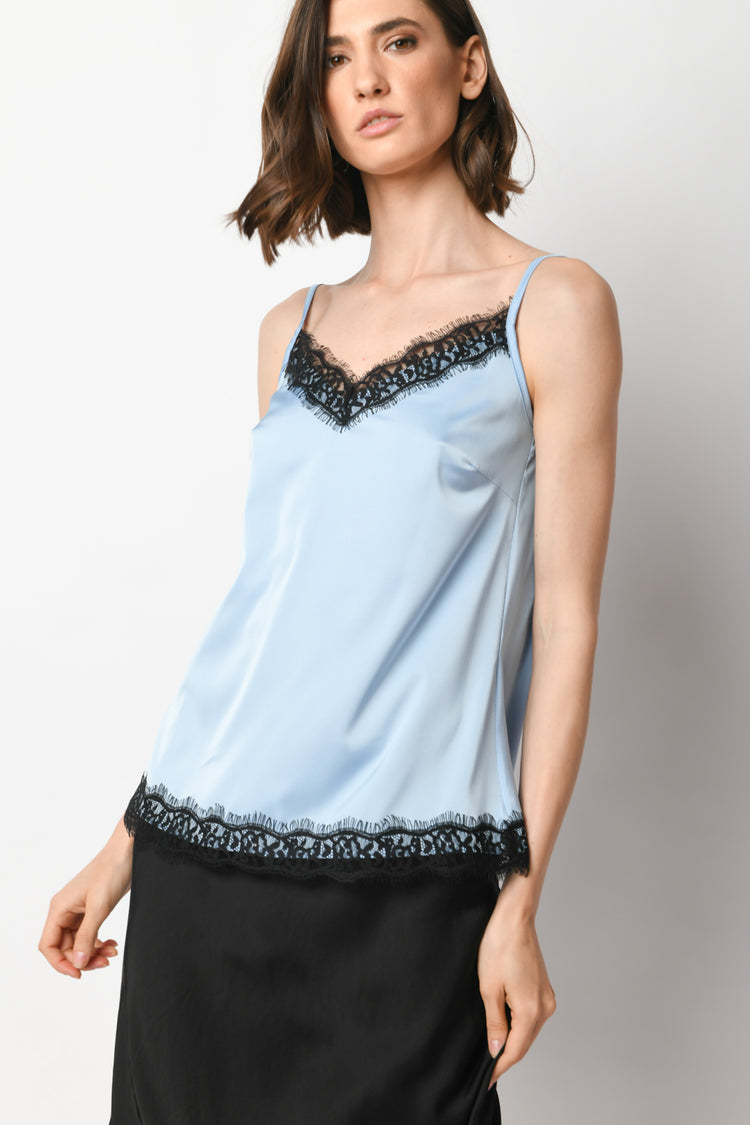Top in raso con pizzo