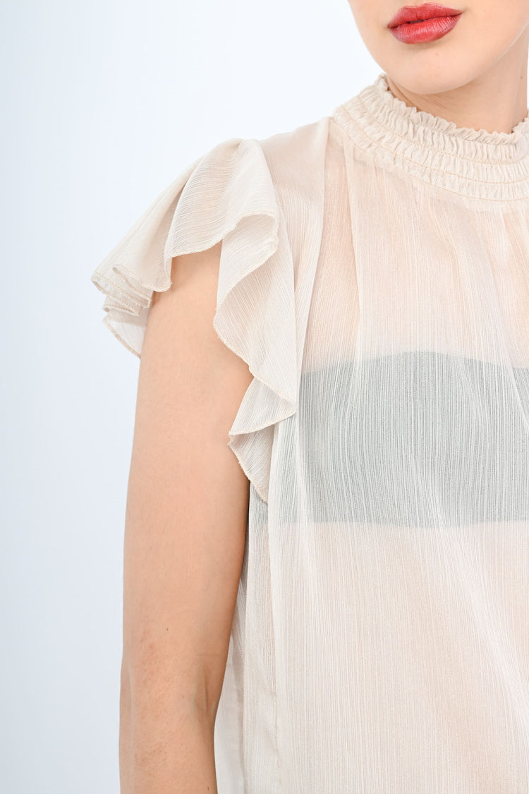 Top in chiffon con volants
