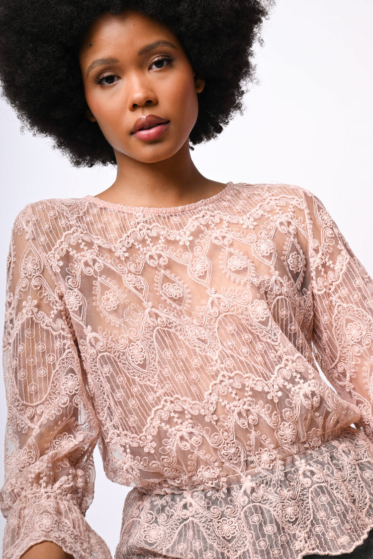 Top in pizzo misto cotone
