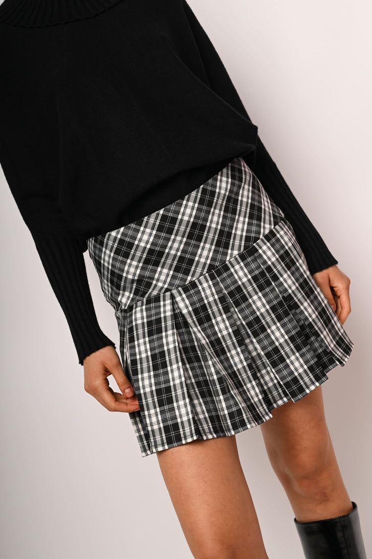 Minigonna a pieghe con stampa tartan