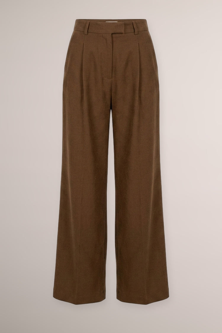 Pantaloni a gamba ampia con orli elasticizzati cioccolato