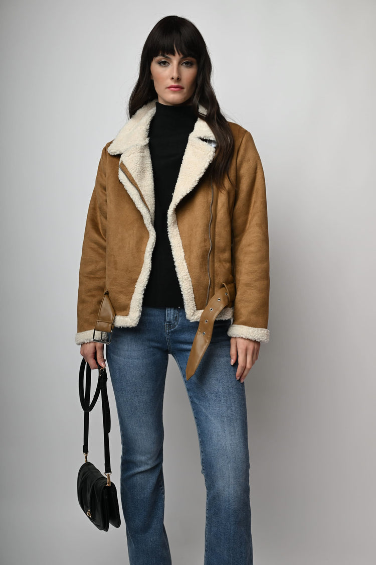 Giacca in similpelle e faux shearling