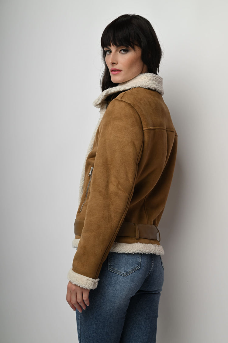 Giacca in similpelle e faux shearling
