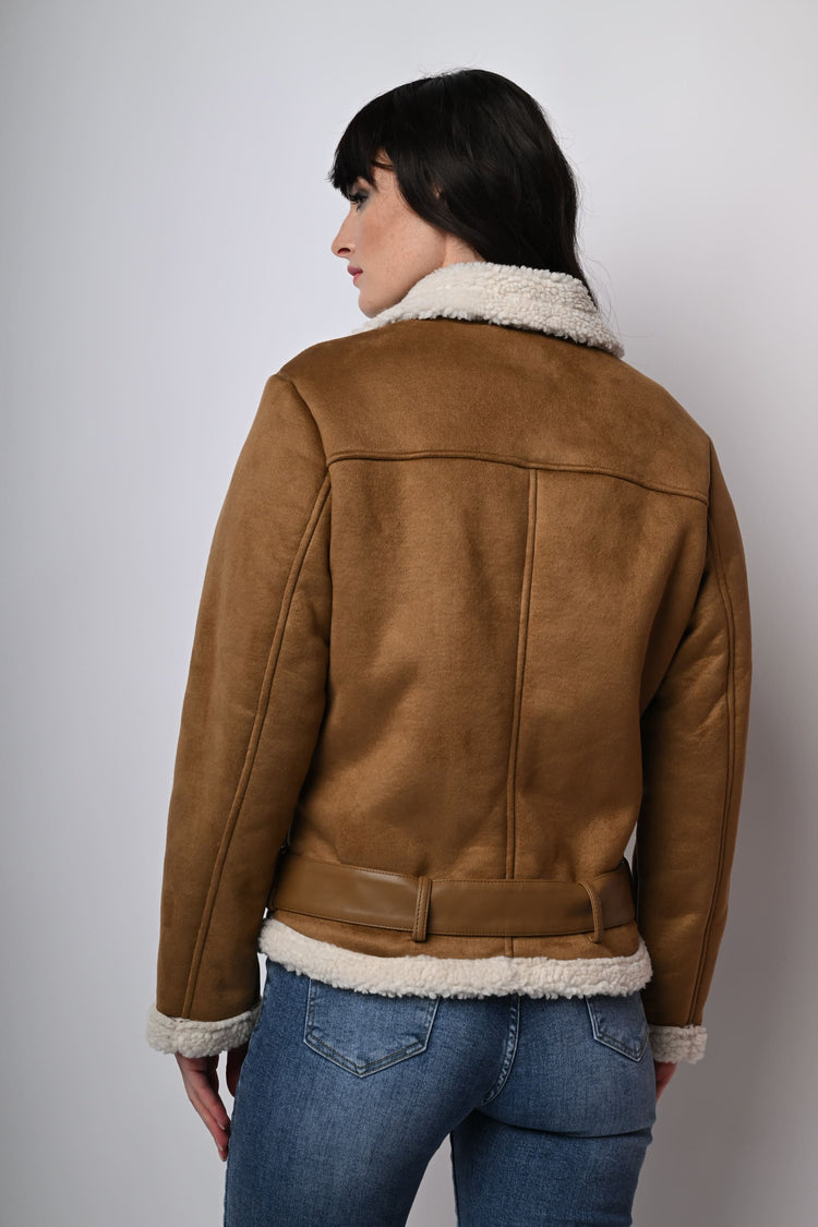 Giacca in similpelle e faux shearling