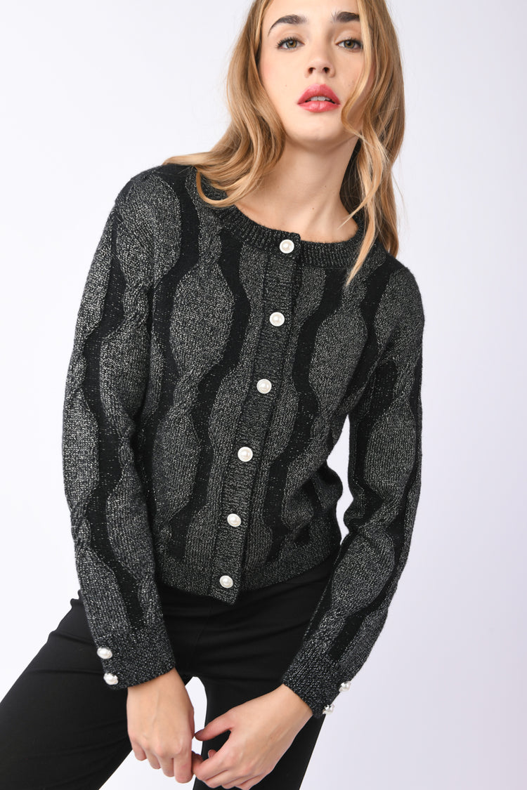 Cardigan con motivo a trecce