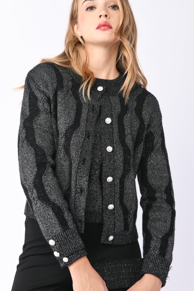 Cardigan con motivo a trecce