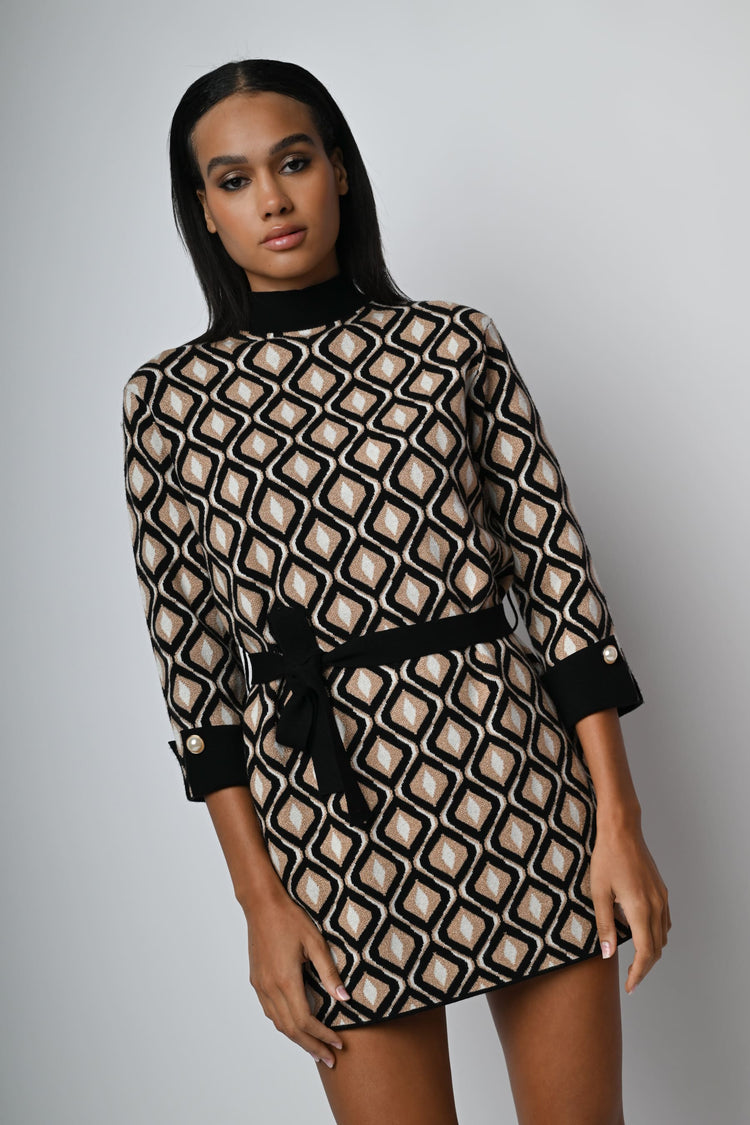 Mini abito in maglia jacquard