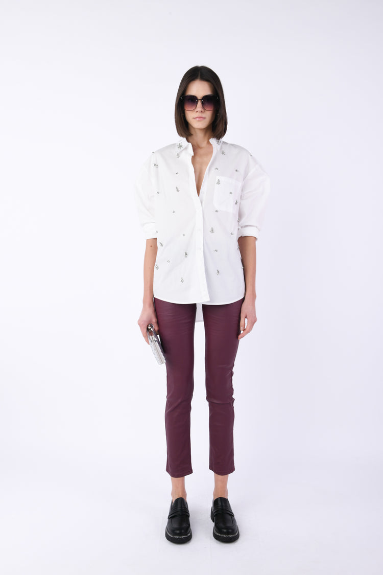 Camicia con decorazione in strass