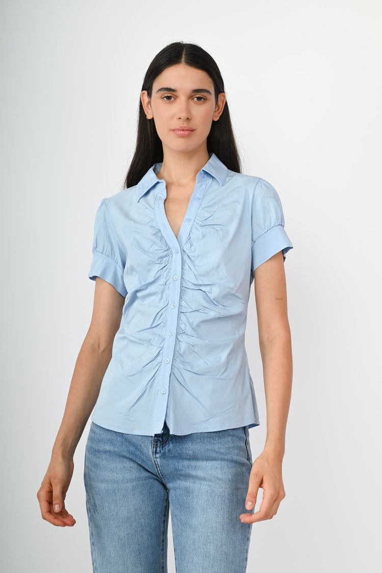 Camicia arricciata misto cotone