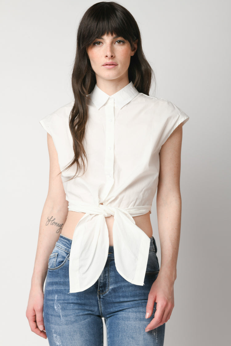 Camicia crop con nodo
