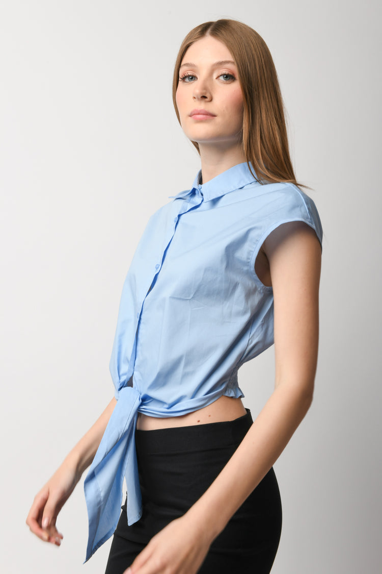 Camicia in cotone con fiocco