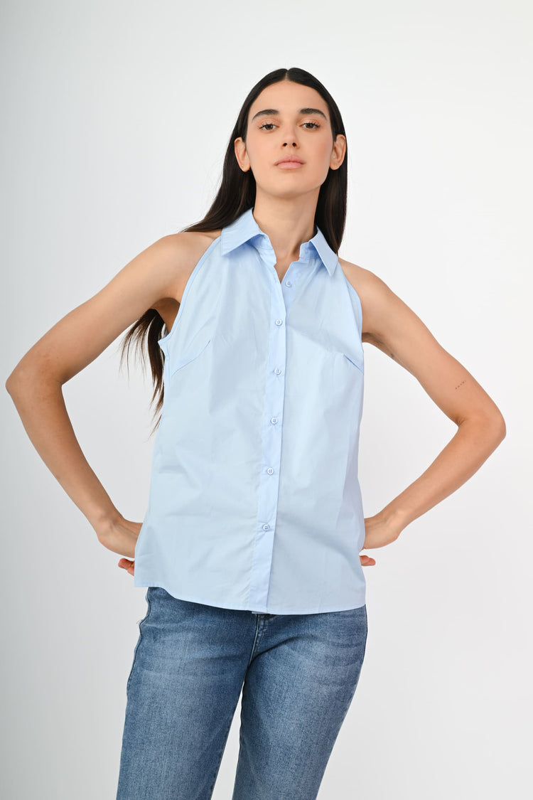 Camicia smanicata in cotone