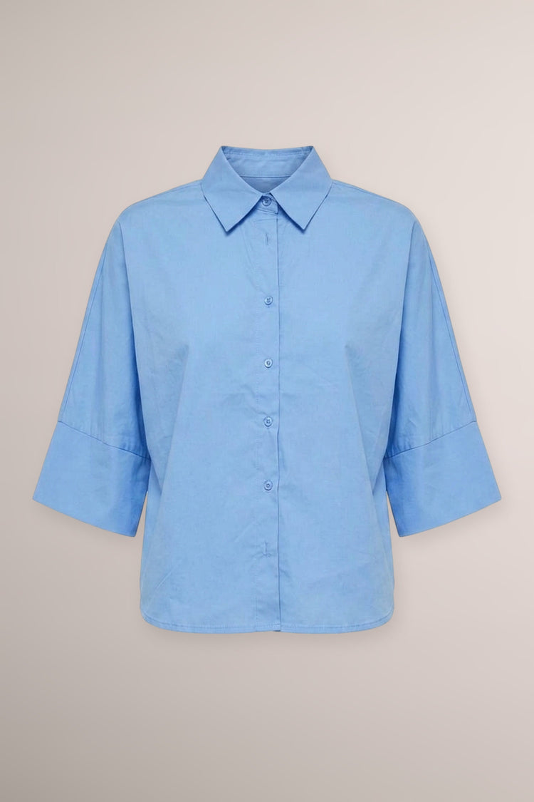 Camicia oversize in cotone azzurro